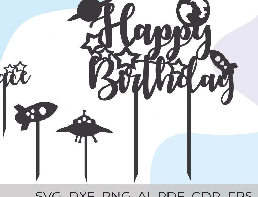 Σετ των 2 Intra απο ξύλο plywood 3mm-4mm πάχος – Space Cake Topper Δίασταση  20x20 cm INTRAFABR-29178195