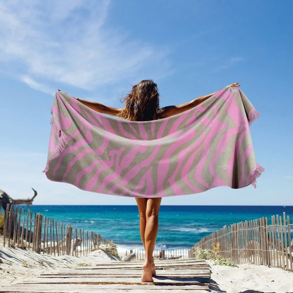 Πετσέτα Θαλάσσης 3854 Olive-Pink Greenwich Polo Club Beach 90x180cm 100% Cotton