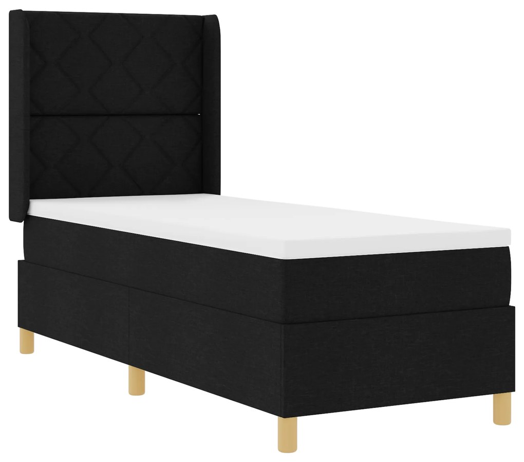 vidaXL κρεβάτι box spring με στρώμα μαύρο 80x200 εκ. ύφασμα