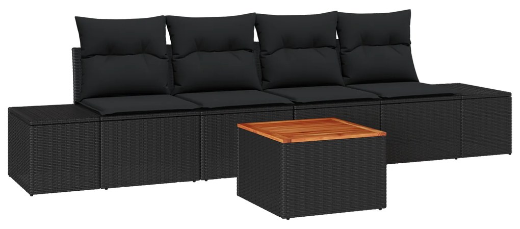 vidaXL Σετ Σαλονιού Κήπου 5 pcs Μαύρο 55 x 55 x 37 εκ