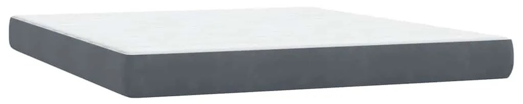 Κρεβάτι Boxspring με Στρώμα Σκούρο Γκρι 180x210 εκ. Βελούδινο - Γκρι