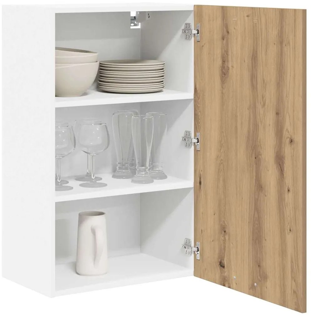 vidaXL Κρεμαστό ντουλάπι Χειροποίητη Δρυς και Λευκό 50 x 31 x 80 εκ.