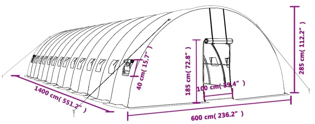 ΘΕΡΜΟΚΗΠΙΟ ΜΕ ΑΤΣΑΛΙΝΟ ΠΛΑΙΣΙΟ ΛΕΥΚΟ 84 Μ² 14 X 6 X 2,85 Μ. 3188121