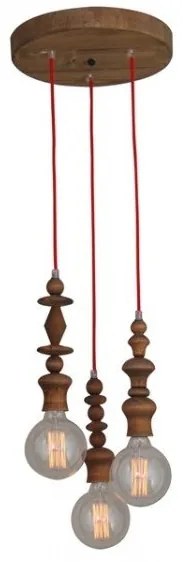 Φωτιστικό κρεμαστό MELODY AGED ξύλινο HL-042R-3P Homelighting-77-2739-Φυσικό 77-2739