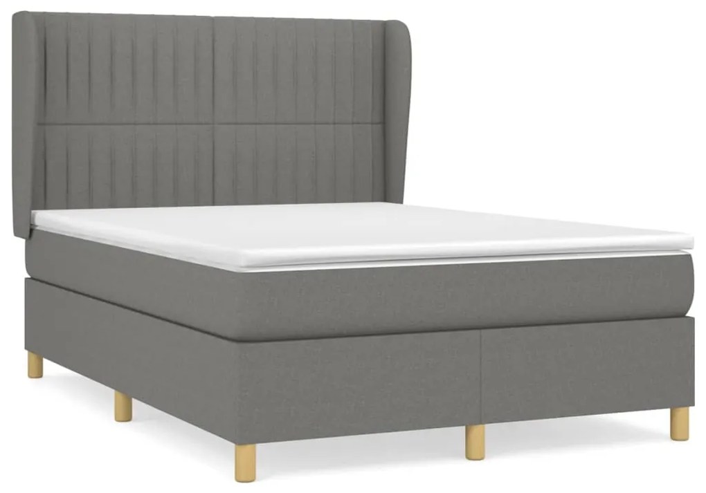 ΚΡΕΒΑΤΙ BOXSPRING ΜΕ ΣΤΡΩΜΑ ΣΚΟΥΡΟ ΓΚΡΙ 140X200 ΕΚ ΥΦΑΣΜΑΤΙΝΟ 3128686