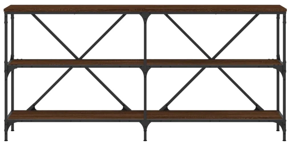 vidaXL Τραπέζι Κονσόλα Καφέ Δρυς 160x30x75 εκ. Επεξ. Ξύλο/Σίδηρος