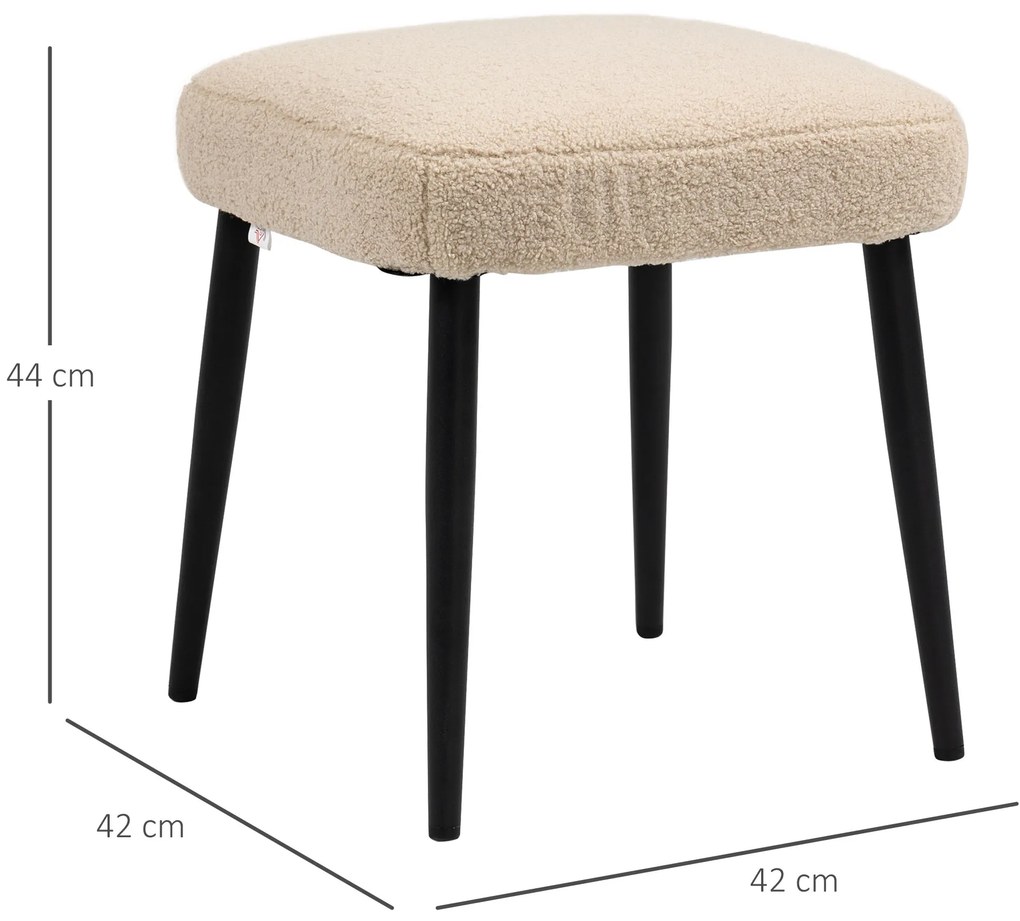 HOMCOM Σκαμπό, Σκαμπό, Τέντι, Υποπόδιο, Μπεζ