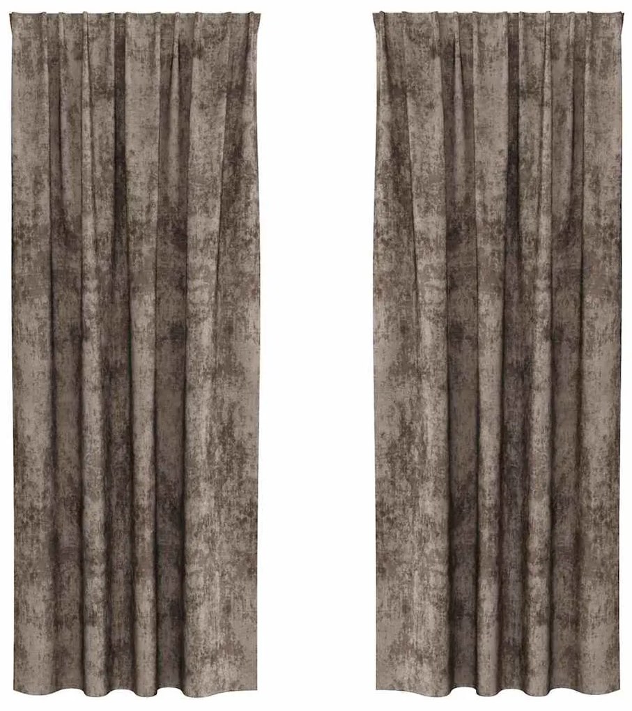 vidaXL Κουρτίνα με κουρτίνες 2 pcs Καπουτσίνο 245 x 140 εκ. Βελούδο