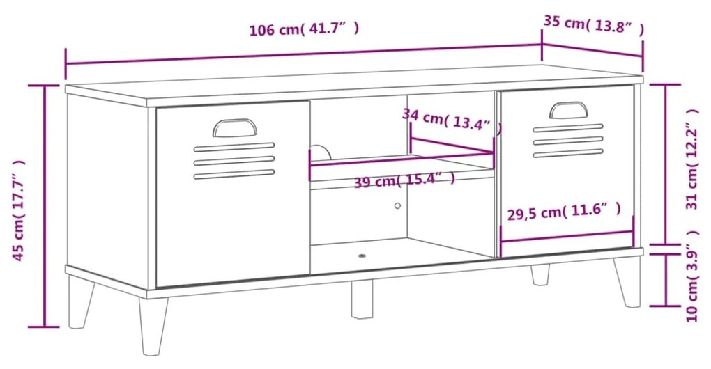 Παπουτσοθήκη VIKEN Λευκή 106x35x45 εκ. από Επεξεργασμένο Ξύλο - Λευκό