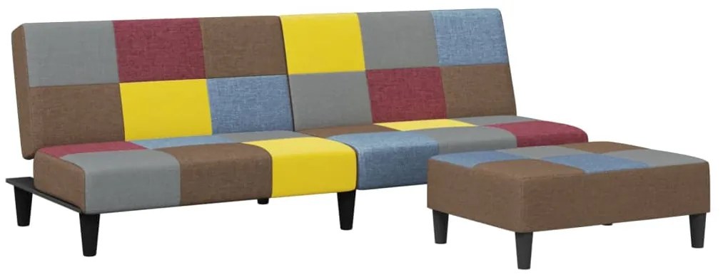 vidaXL Καναπές Κρεβάτι Διθέσιος με Υποπόδιο Patchwork Υφασμάτινος