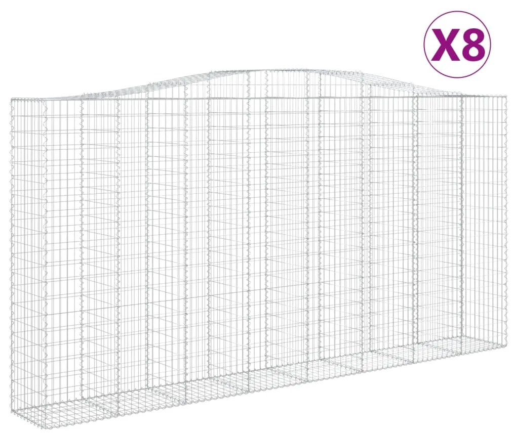 vidaXL Συρματοκιβώτια Τοξωτά 8 τεμ. 400x50x200/220 εκ. Γαλβαν. Ατσάλι