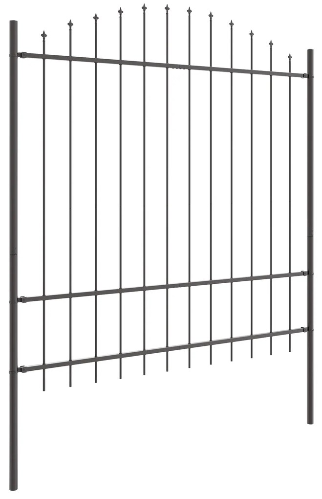 vidaXL Φράχτης κήπου  με καμπύλη κορυφή, Γκρι, 13,6x1,75 μ, Χάλυβας