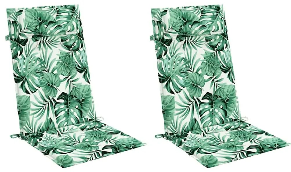 vidaXL Μαξιλάρια Καρέκλας με Ψηλή Πλάτη 2 τεμ. Σχ. Φύλλα Ύφασμα Oxford