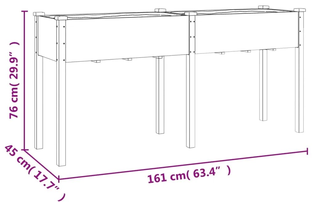 Γλάστρα με Επένδυση 161 x 45 x 76 εκ. από Μασίφ Ξύλο Ελάτης - Καφέ