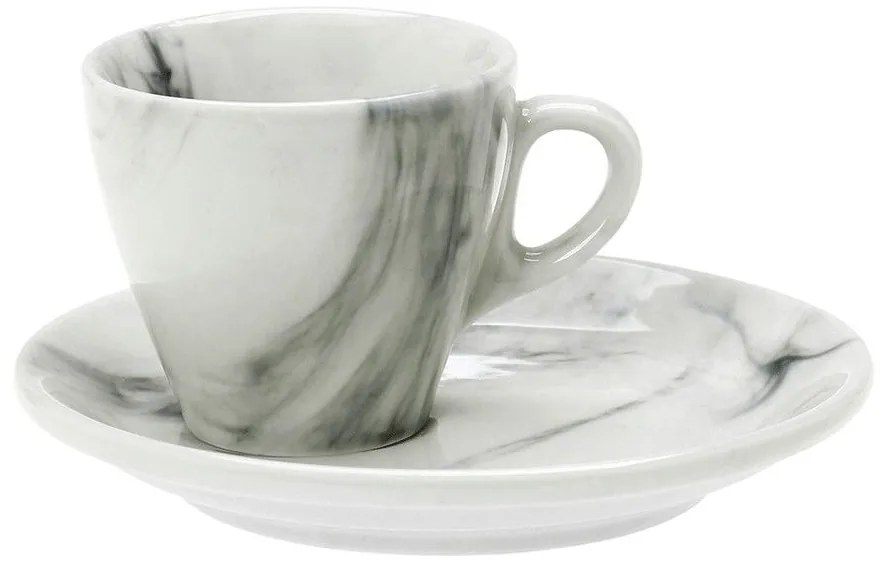 Φλυτζάνι Καφέ Με Πιατάκι Onyx 47.900.17 White-Grey Cryspo Trio Porcelain