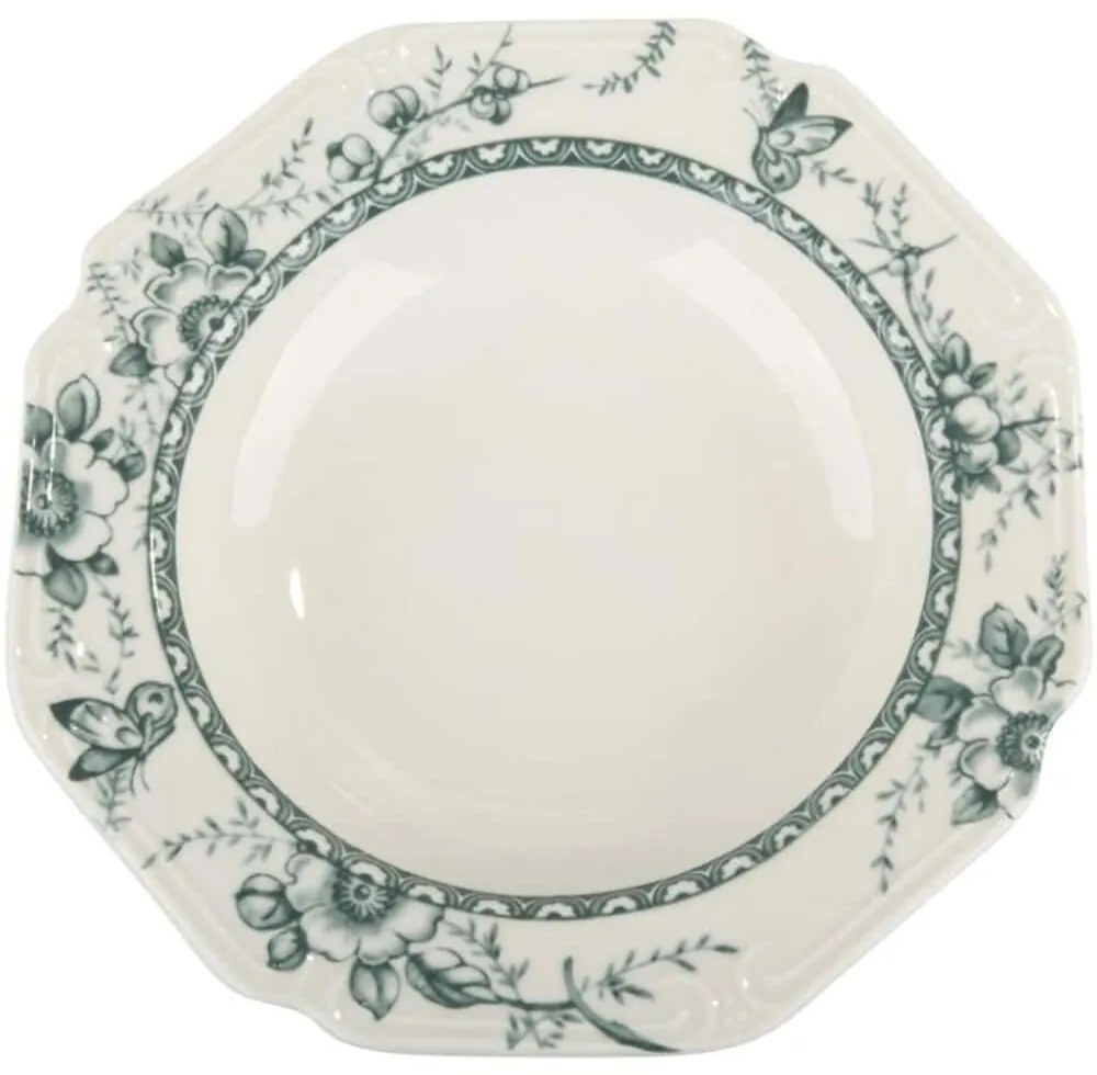 Πιάτο Βαθύ Tiffany PR24324G02 Φ23cm White-Green Oriana Ferelli® Πορσελάνη