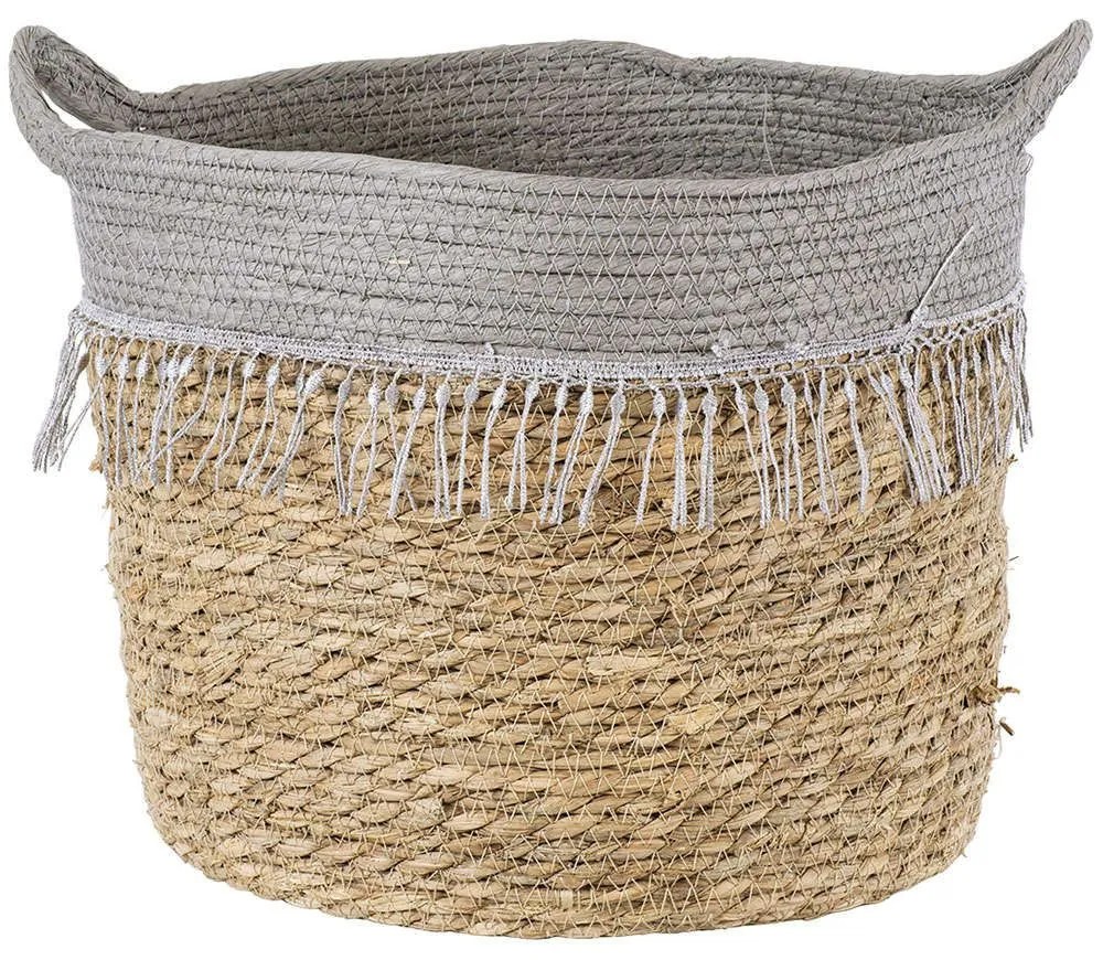 Καλάθι - Κασπώ Syros 20283 Φ28x24cm Beige-Grey GloboStar Cotton,Wicker
