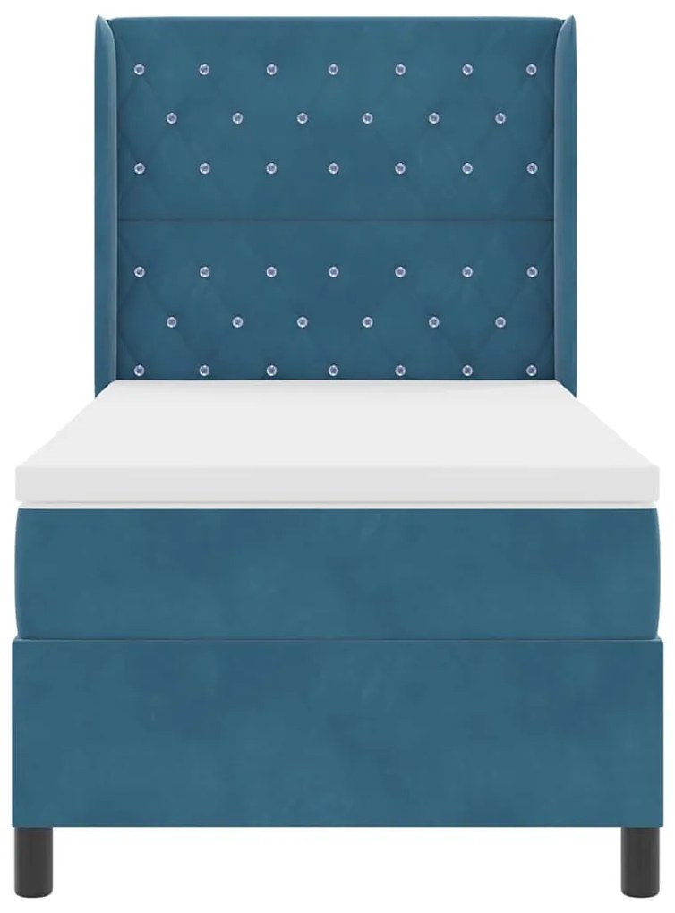 vidaXL Κρεβάτι με ελατήρια με κεφαλάρι Μπλε 90 x 190 cm Βελούδο