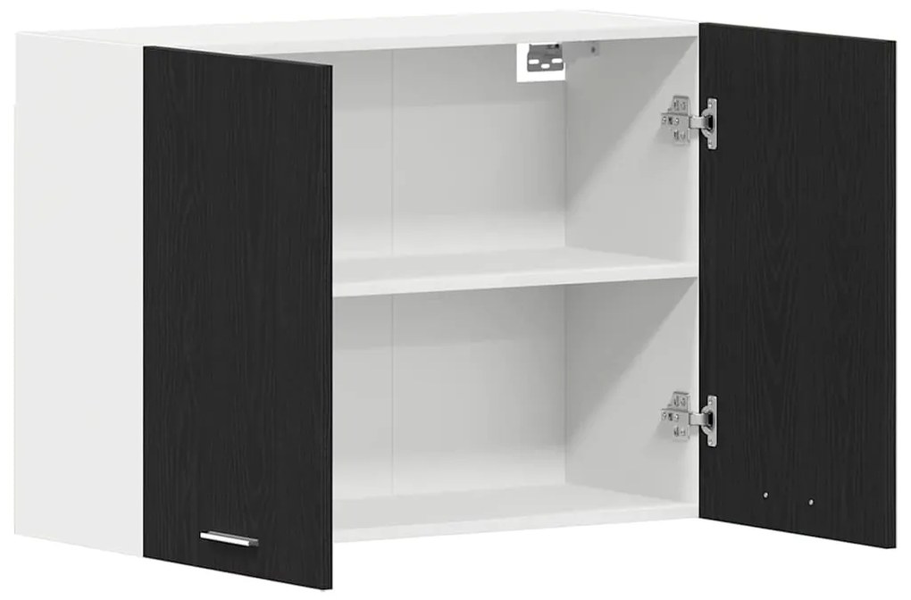 vidaXL Κρεμαστό ντουλάπι με ράφι Lyon Μαύρη Οξυά 80 x 31 x 60 εκ