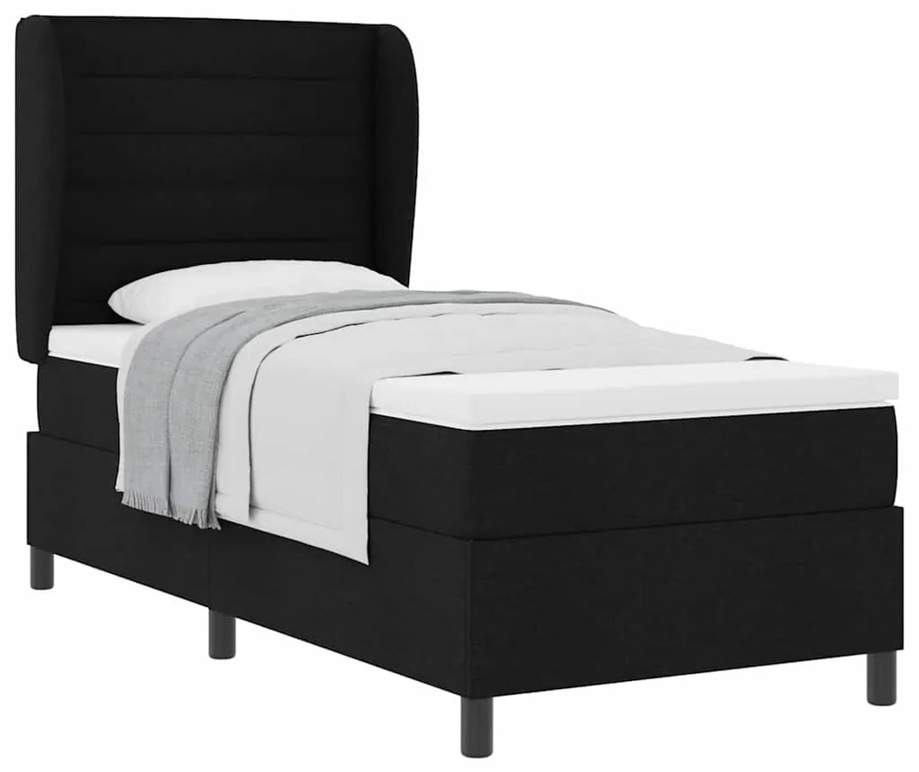 vidaXL Κρεβάτι με ελατήρια με στρώμα Μαύρο 100 x 200 cm ύφασμα