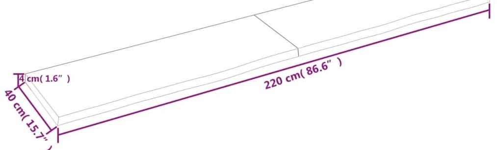 Πάγκος Μπάνιου Σκούρο Καφέ 220x40x(2-4) εκ. Επεξεργ. Μασίφ Ξύλο - Γκρι