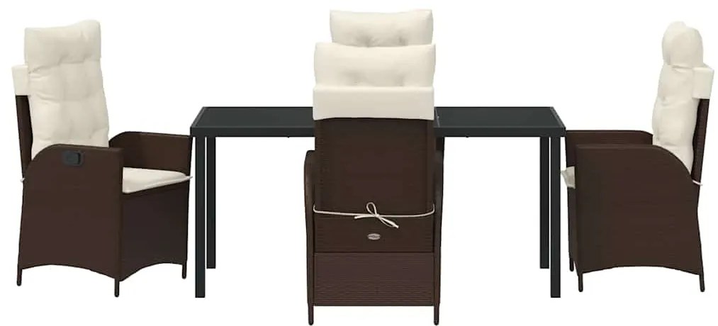 vidaXL Σέτ φαγητού για κήπο με μαξιλάρι 5 pcs Καφέ συνθετικό ρατάν