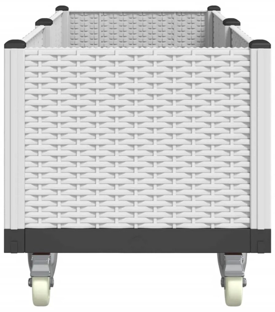 vidaXL Ζαρντινιέρα Κήπου με Ροδάκια Λευκό 160x50x54 εκ. Πολυπροπυλένιο