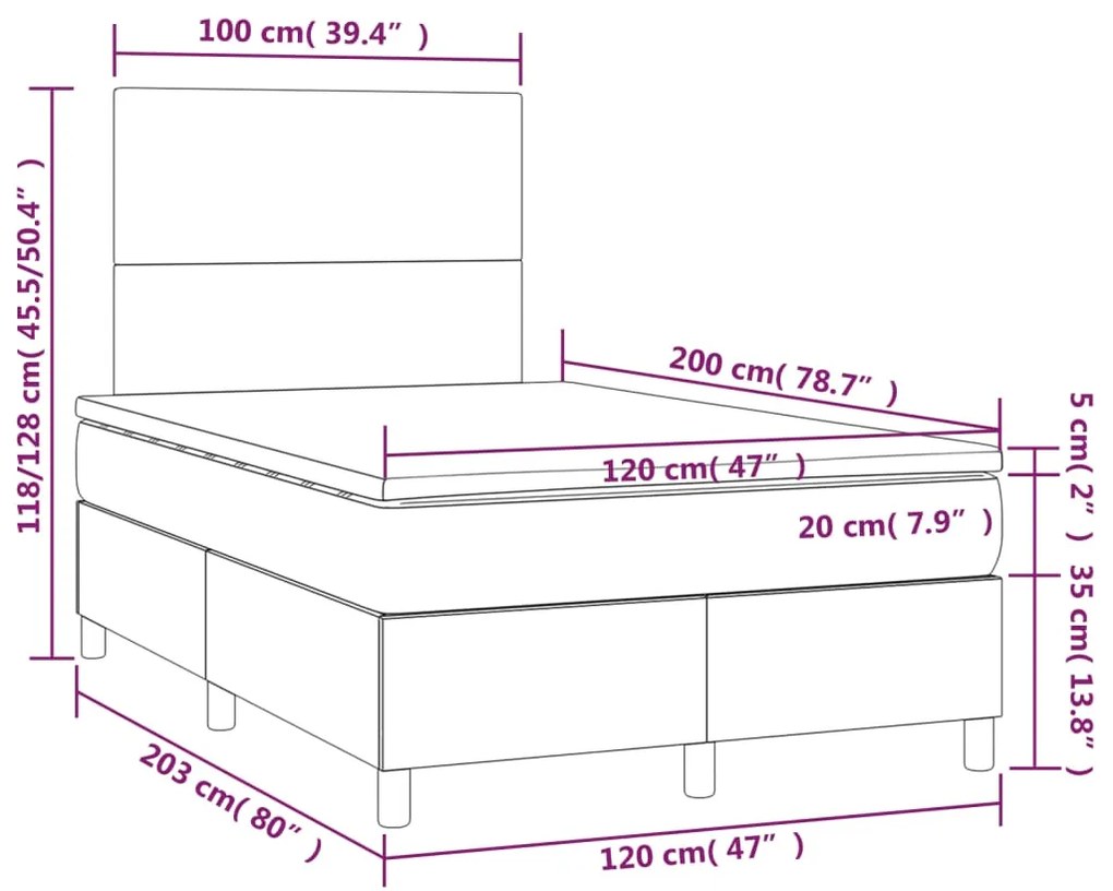 Κρεβάτι Boxspring με Στρώμα Σκούρο Πράσινο 120x200εκ. Βελούδινο - Πράσινο