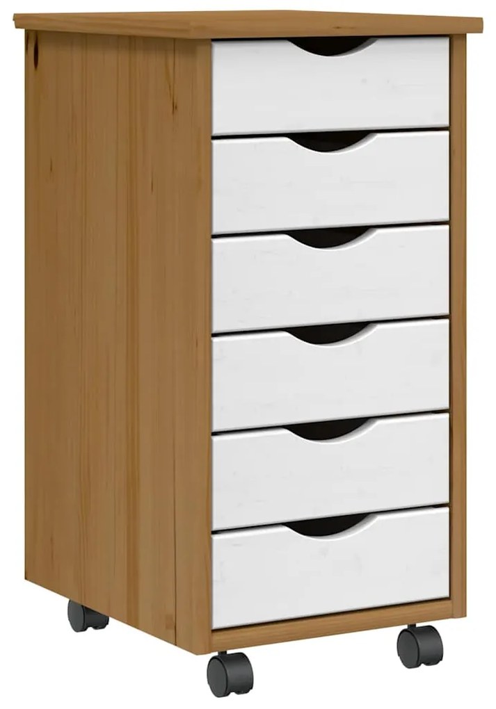 Ντουλάπι Κυλιόμενο με Συρτάρια MOSS Μελί Καφέ Μασίφ Ξύλο Πεύκου