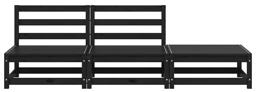 vidaXL Σαλόνι Κήπου Σετ 3 Τεμαχίων Μαύρο από Μασίφ Ξύλο Πεύκου