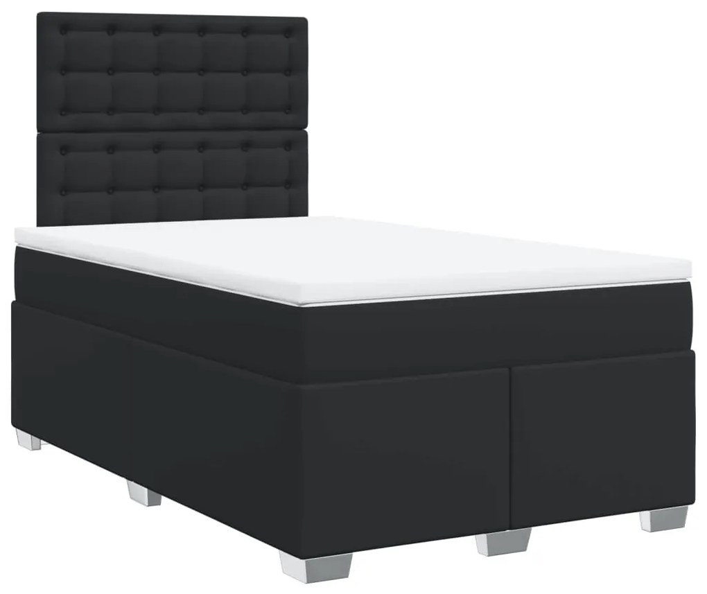 vidaXL Κρεβάτι Boxspring με Στρώμα Μαύρο 120 x 200 εκ. Συνθετικό Δέρμα