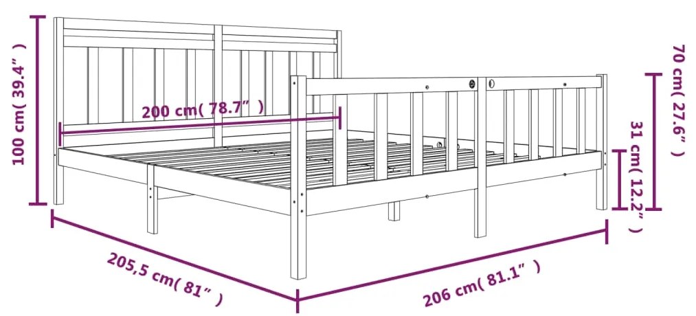 ΠΛΑΙΣΙΟ ΚΡΕΒΑΤΙΟΥ ΛΕΥΚΟ 200 X 200 ΕΚ. ΑΠΟ ΜΑΣΙΦ ΞΥΛΟ 3100979