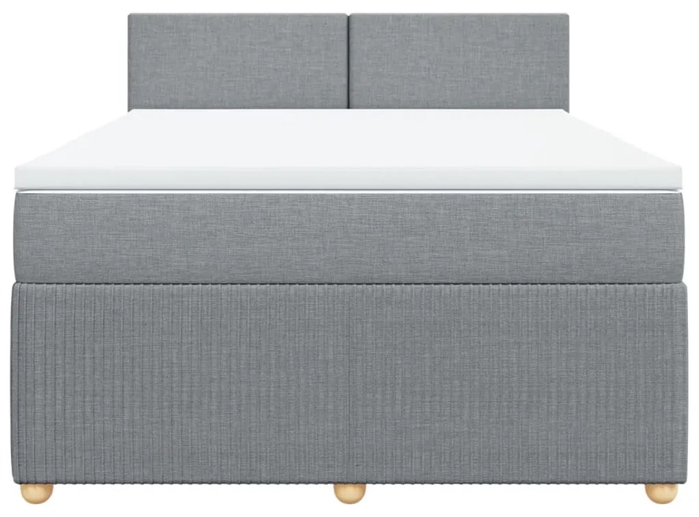 vidaXL Κρεβάτι Boxspring με Στρώμα Ανοιχτό Γκρι 140x190 εκ. Υφασμάτινο