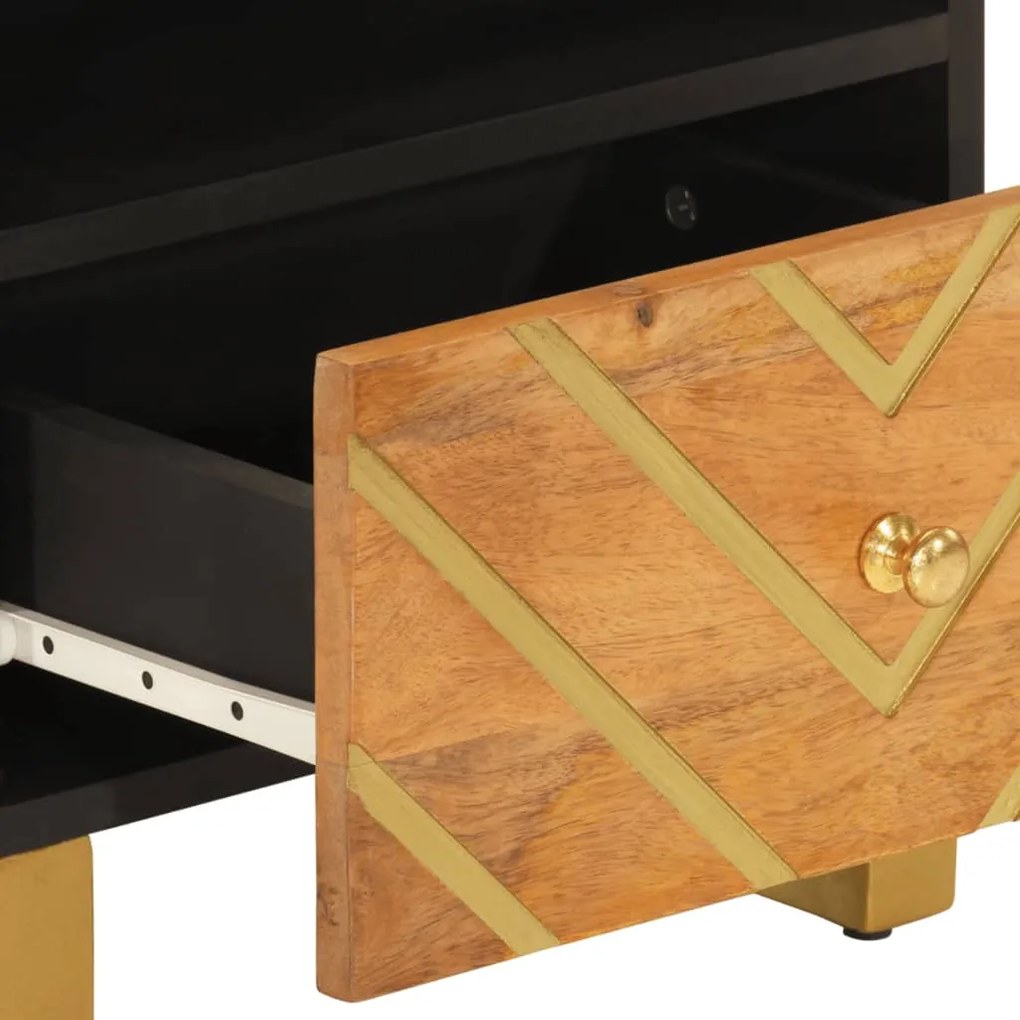 vidaXL Κομοδίνα 2 τεμ. Καφέ και Μαύρο από Μασίφ Ξύλο Μάνγκο