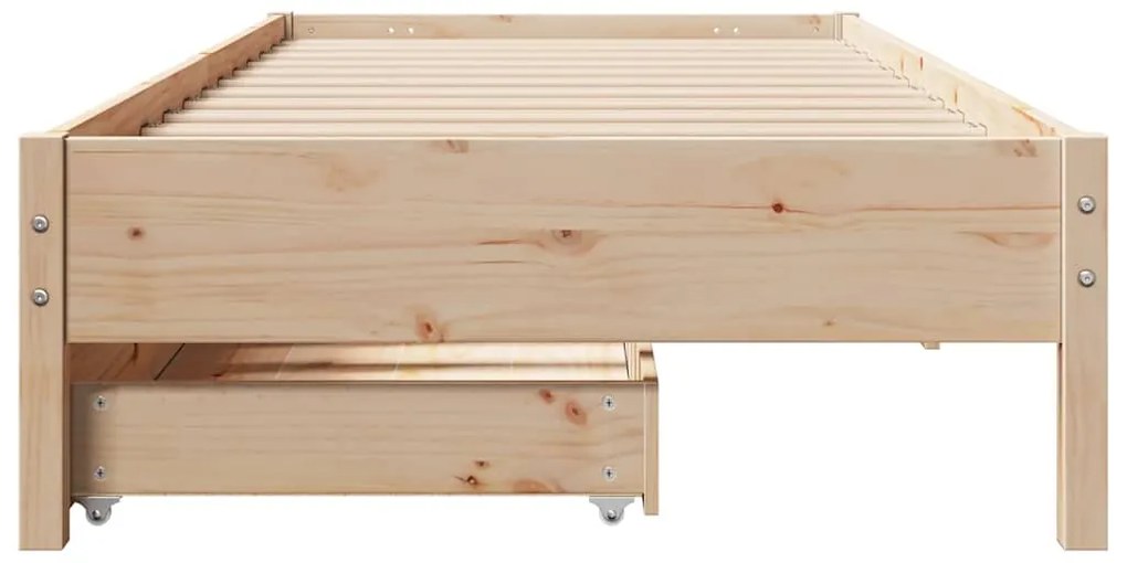 vidaXL Σκελετός Κρεβατιού Χωρίς Στρώμα 75x190 εκ Μασίφ Ξύλο Πεύκου