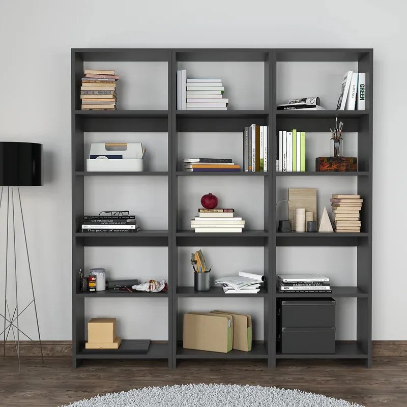 Βιβλιοθήκη Rabuku pakoworld σε ανθρακί απόχρωση 146x22x123εκ (1 τεμάχια)