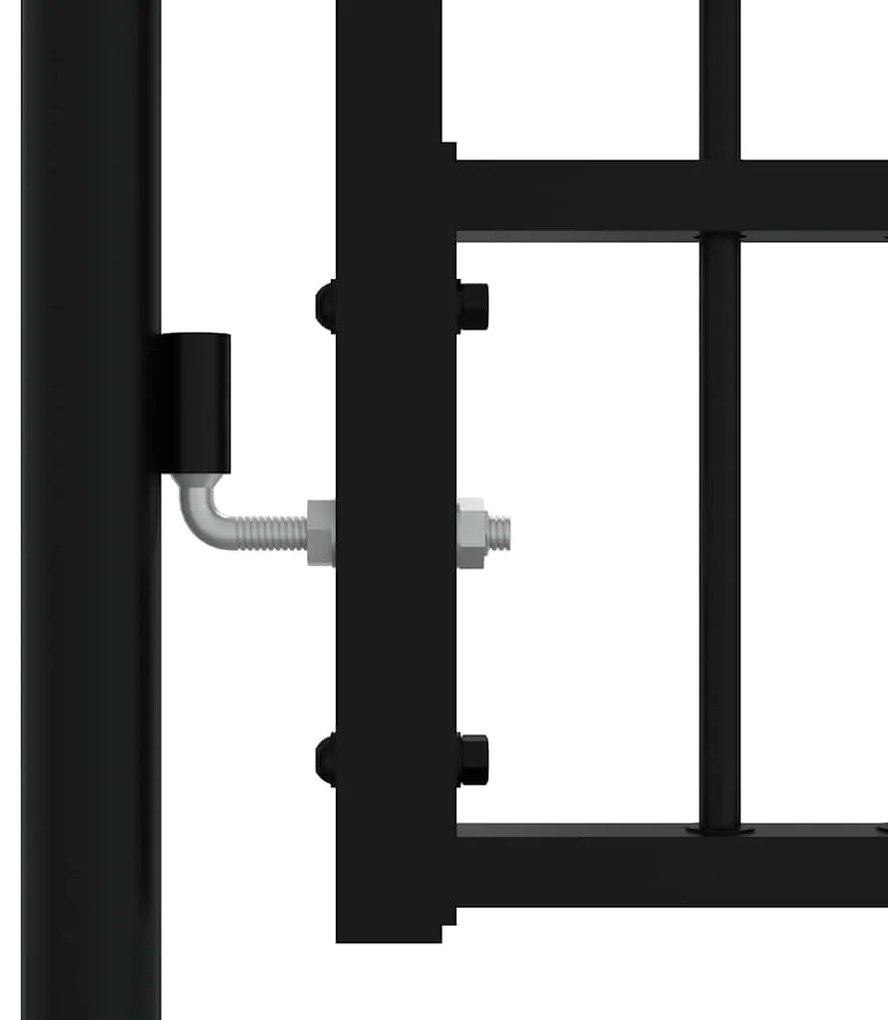 vidaXL Πόρτα Περίφραξης με Κορυφή Δόρυ Μαύρη 406x100 εκ. από Ατσάλι με Ηλεκτροστατική Βαφή