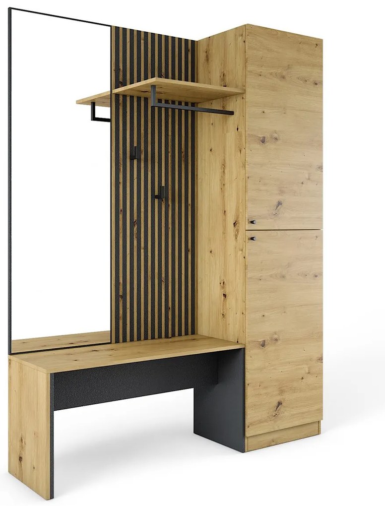 AURORA-1 Έπιπλο Εισόδου Artizan Oak/Ανθρακί Μ150xΠ40xΥ189.5