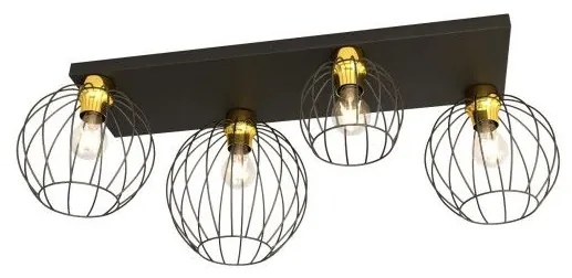 Πλαφονιέρα Φωτιστικό Οροφής 4xE27 Πλέγμα Nest Emibig  1370/4 Μαύρο-Χρυσό