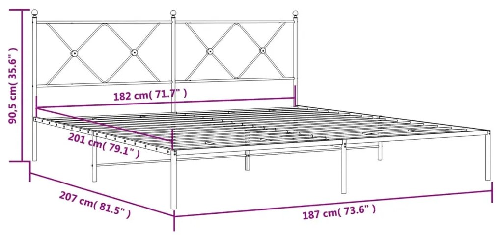 ΠΛΑΙΣΙΟ ΚΡΕΒΑΤΙΟΥ ΜΕ ΚΕΦΑΛΑΡΙ ΜΑΥΡΟ 180 X 200 ΕΚ. ΜΕΤΑΛΛΙΚΟ 376506