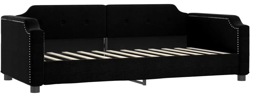 vidaXL Καναπές Κρεβάτι Συρόμενος Μαύρος 80x200 εκ Υφασμάτινος Συρτάρια