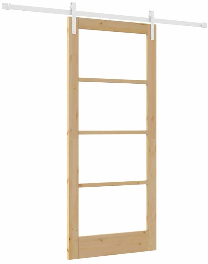 vidaXL Συρόμενη Πόρτα Καφέ 86 x 198.5 cm Μασίφ ξύλο πεύκου