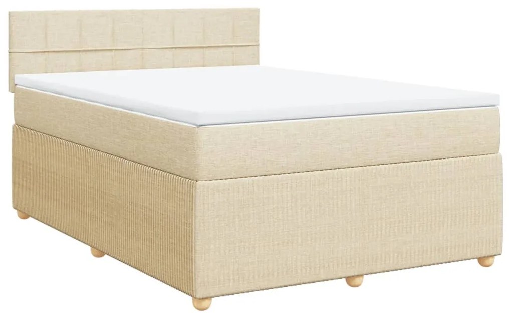 ΚΡΕΒΑΤΙ BOXSPRING ΜΕ ΣΤΡΩΜΑ ΚΡΕΜ 140X190 ΕΚ. ΥΦΑΣΜΑΤΙΝΟ 3289756