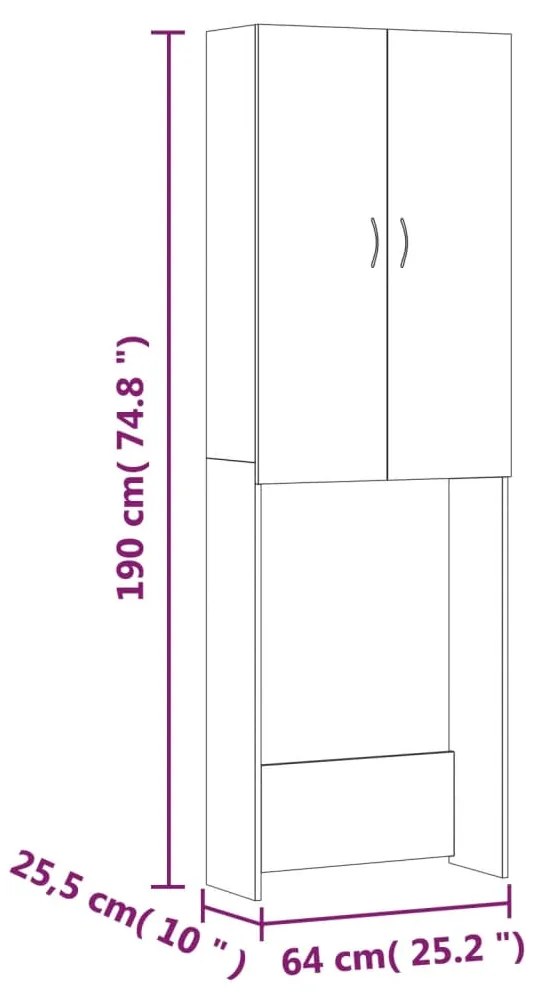 Ντουλάπι Πλυντηρίου Καφέ Δρυς 64 x 25,5 x 190 εκ.