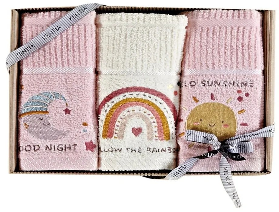 Πετσέτες Βρεφικές 231 (Σετ 3τμχ) Pink-Beige Kentia Towels Set 40x70cm 100% Βαμβάκι