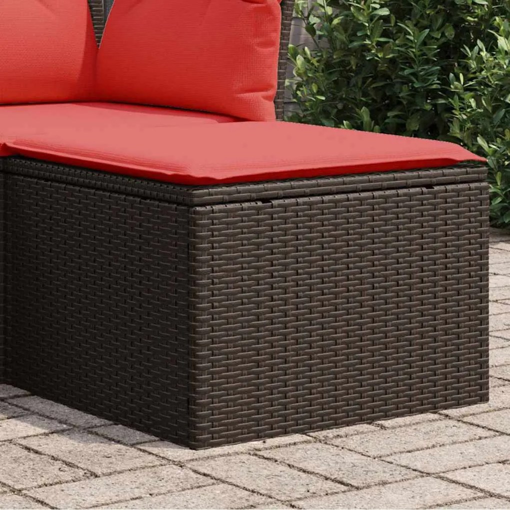 vidaXL Σκαμπό Κήπου με Μαξιλάρι Καφέ 55x55x37 εκ. από Συνθετικό Ρατάν