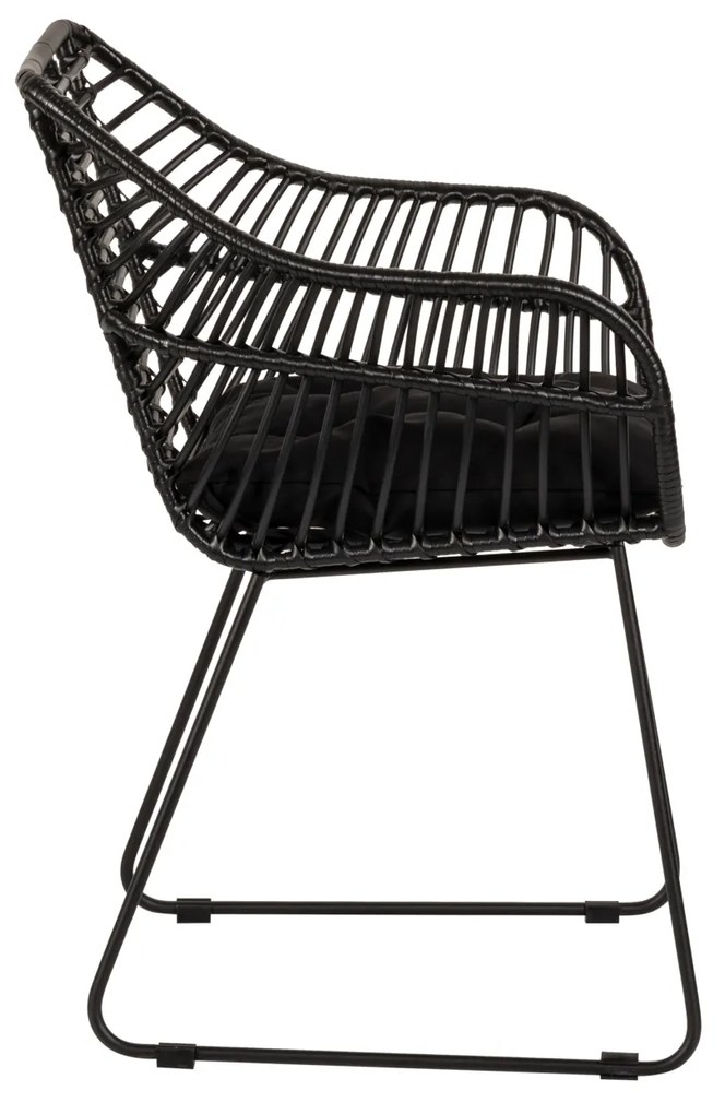 Πολυθρόνα Κήπου KALAMBO Μαύρο Αλουμίνιο/Rattan 56x57x81cm - 14840052