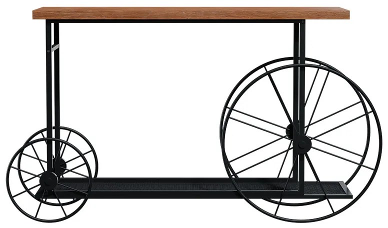 Κονσόλα Bike pakoworld χρώμα μαύρο-καρυδί 148x28x85εκ
