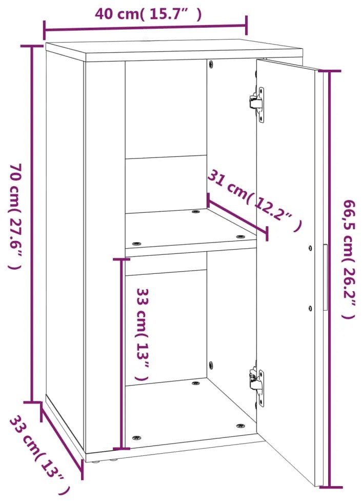 Ντουλάπι Καφέ Δρυς 40 x 33 x 70 εκ. από Επεξεργασμένο Ξύλο - Καφέ