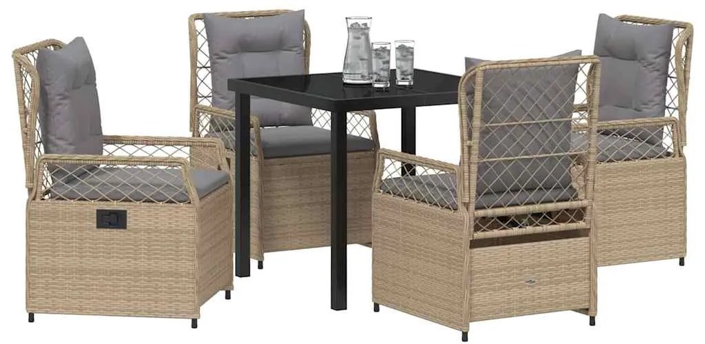 vidaXL Σέτ φαγητού για κήπο 5 pcs Μπεζ συνθετικό ρατάν